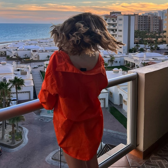 White Fox Boutique Tops - WHITE FOX ORANGE BUTTON DOWN